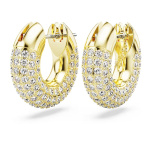 Dextera hoop earrings, Pavé, White, Gold-tone plated